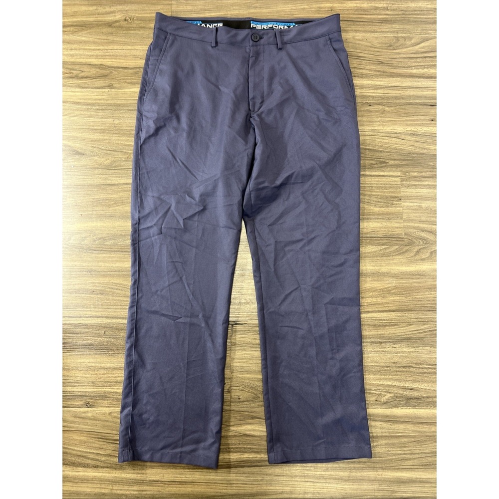 Roundtree & Yorke Performance Pants Mens 36x30 Blue Polyester Stretch Slacks